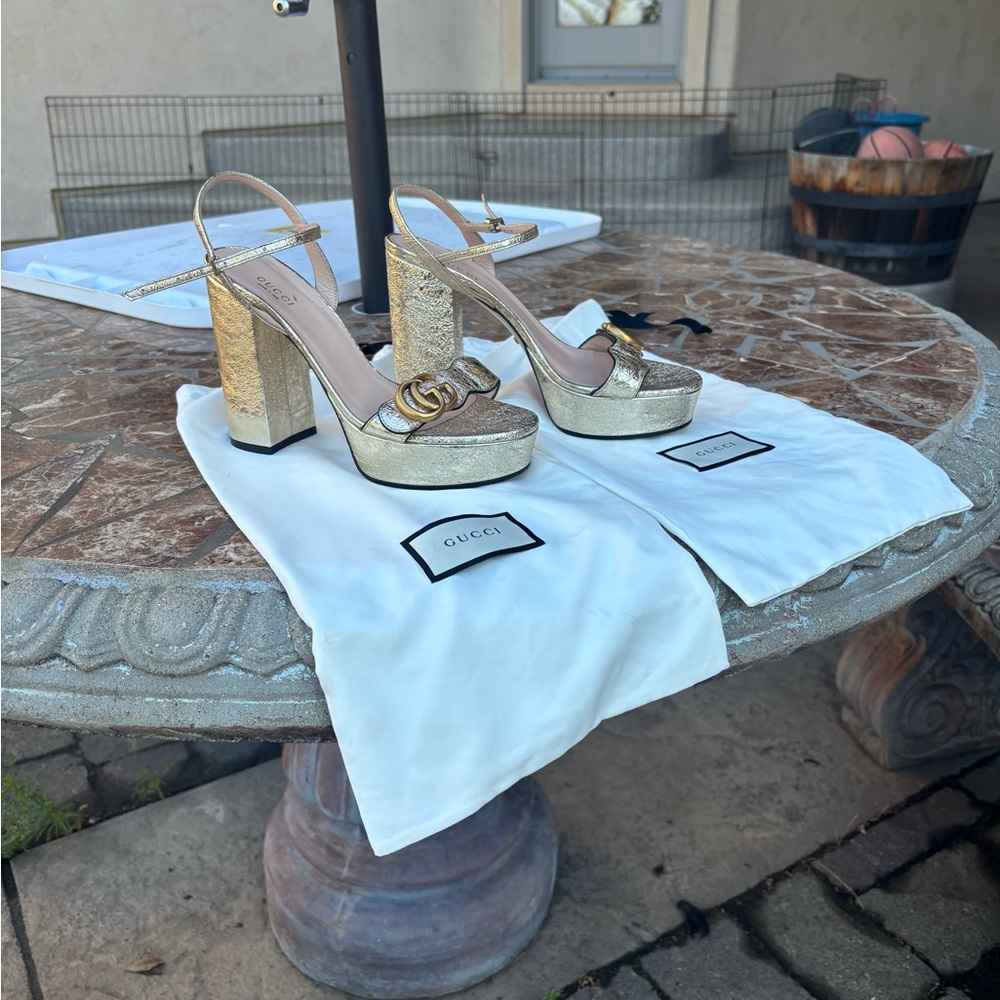 Gucci Gold Platform Heels for Women